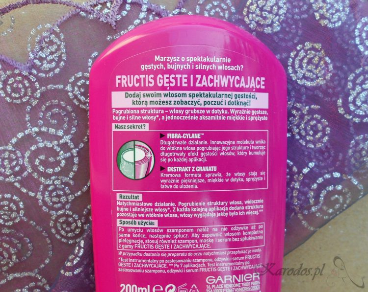 Garnier Fructis, Gęste i Zachwycające, Odżywka wzmacniająca do włosów Garnier Fructis, Gęste i Zachwycające, Odżywka wzmacniająca do włosów