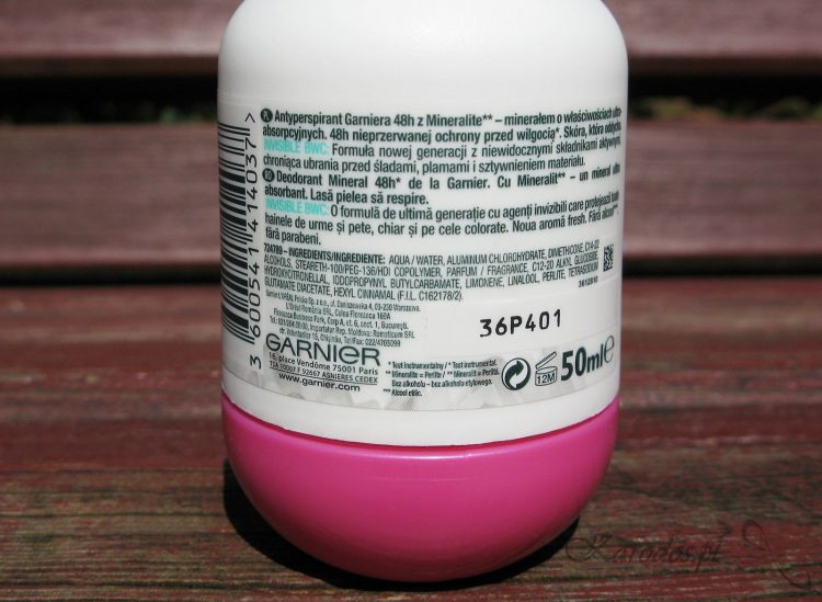 Recenzja antyperspirantu Garnier Mineral Invisible w kulce Recenzja antyperspirantu Garnier Mineral Invisible w kulce
